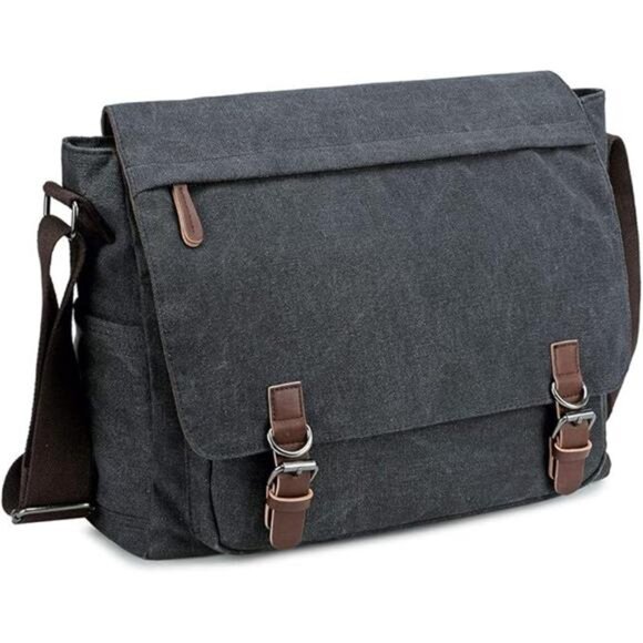 MessengerBag for Men Retro,Canvas Satchel Briefcases LaptopBag fit 13.3 15.6Inch - Picture 7 of 7